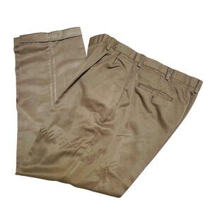 Farah Mens Chino Pants Straight Leg Pleated Front Khaki Size 36W X 32L
